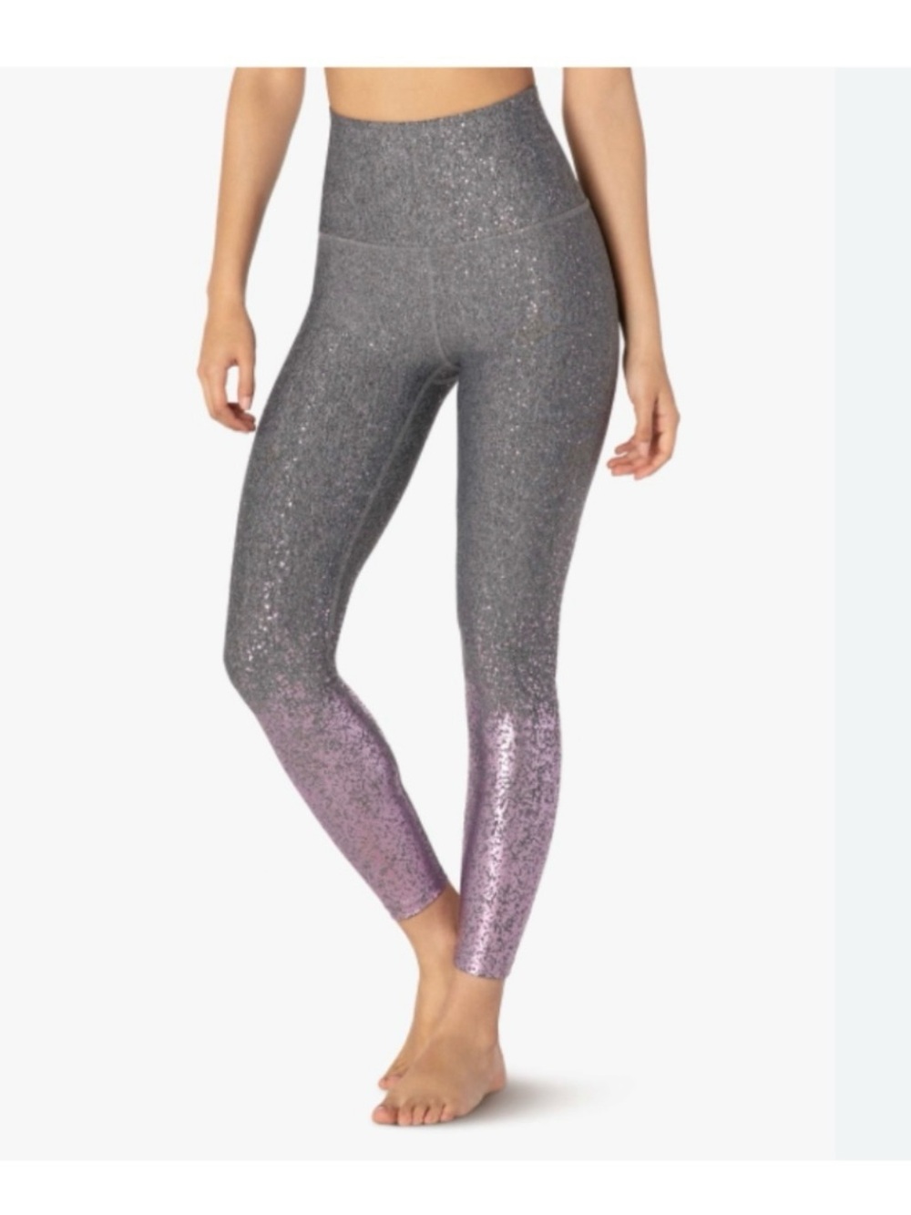 Beyond Yoga Alloy ombré high rise, grey & metallic pink leggings
